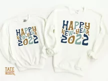 Happy New Year 2022 retro SVG cut file - retro t-shirt svg Product Image 2