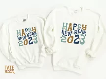 Happy New Year 2023 retro SVG cut file - new year shirt png Product Image 2