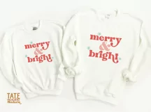 Merry & bright SVG cut file - Retro Christmas shirt svg Product Image 4