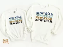 New Year retro stacked SVG cut file - happy new year svg Product Image 2
