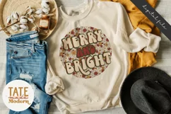 Merry & bright PNG for sublimation - retro Christmas PNG Product Image 3