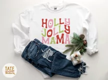 Holly Jolly Mama SVG cut file - Retro Christmas shirt svg Product Image 4