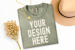Comfort Colors C1717 Sandstone Shirt Mockup, Flat Lay Mockup Product Image 1