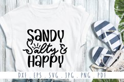 Sandy Salty Happy SVG Cut File | Funny Summer Quotes Product Image 1