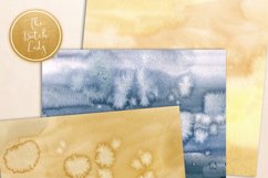 Watercolor Ink Splash Backgrounds in Blue &amp; Yellow Product Image 3