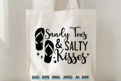 Sandy Toes & Salty Kisses SVG | Beach Flip Flops Summer SVG Product Image 1