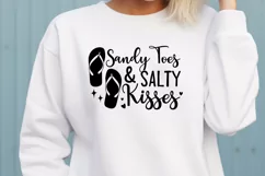 Sandy Toes & Salty Kisses SVG | Beach Flip Flops Summer SVG Product Image 2