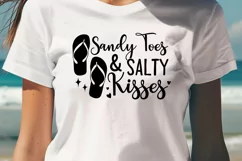 Sandy Toes & Salty Kisses SVG | Beach Flip Flops Summer SVG Product Image 3