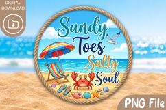 Sandy Toes Salty Soul Sublimation, Round Summer PNG Product Image 1
