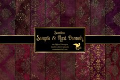 Sangria and Rust Damask Digital Paper Product Image 1