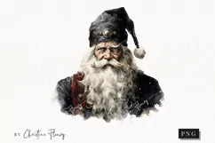 Watercolor Goth Santa Clipart | Watercolor Christmas PNG Product Image 1