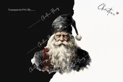 Watercolor Goth Santa Clipart | Watercolor Christmas PNG Product Image 2