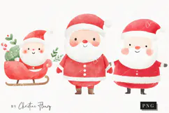Cute Christmas Santa Clipart | Christmas PNG Product Image 1