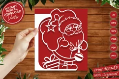 Papercut Santa with Gifts Bag Christmas Card Cover Template Product Image 3