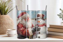 Santa and a Snowman 20oz Tumbler Sublimation PNG Product Image 1