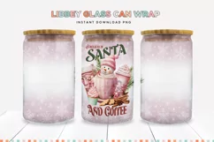 I Believe In Santa And Coffee Glass Can Sublimation PNG Product Image 1