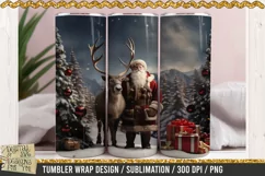 Santa and Deer - Christmas Tumbler Wrap / 3D Sublimation PNG Product Image 2