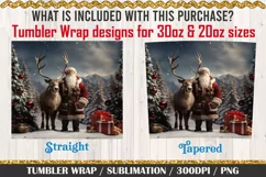 Santa and Deer - Christmas Tumbler Wrap / 3D Sublimation PNG Product Image 3