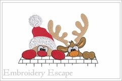 Santa and Rudolph embroidery design Product Image 1