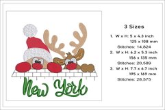 Santa and Rudolph in New York embroidery design Product Image 2