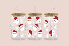 santa and snowman libbey beer glass can wrap svg presized template for 16oz and 20oz glass