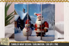 Santa and Snowman - Christmas Tumbler Wrap / 3D Sublimation Product Image 2