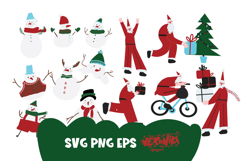 Santa and Snowman SVG | 14 characters Product Image 1