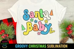 Santa Baby Groovy Christmas Sublimation I Retro Christmas PNG