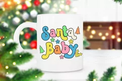 Santa Baby Groovy Christmas Sublimation I Retro Christmas PNG