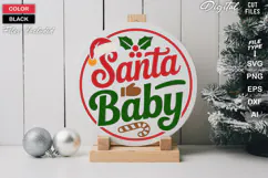Santa Baby SVG | Christmas Round Sign SVG | Xmas SVG Product Image 2