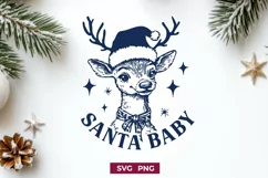 Santa Baby SVG | Cute Christmas Deer Design | Holiday SVG Product Image 1