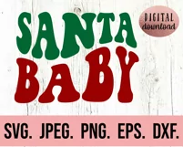 Santa Baby SVG - Wavy Groovy Christmas Sweater Mrs Claus SVG Product Image 2