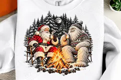 Santa & Bigfoot Christmas Campfire PNG | Cozy Winter Forest Product Image 4