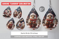 Earring teardrop sublimation design Santa Birds Christmas Product Image 1