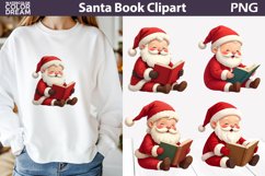 Santa Claus Book Clipart | Book Lover Sublimation Product Image 1