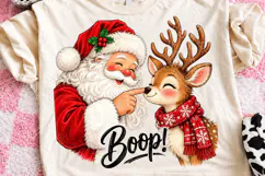 Santa Boop Reindeer PNG Cute Christmas Santa and Reindeer, F Product Image 1