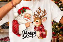 Santa Boop Reindeer PNG Cute Christmas Santa and Reindeer, F Product Image 3