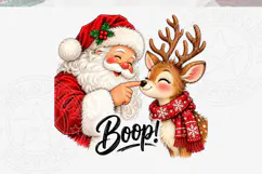 Santa Boop Reindeer PNG Cute Christmas Santa and Reindeer, F Product Image 5