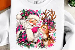 Santa Boop Reindeer Sublimation PNG, Cute Christmas Santa an Product Image 2