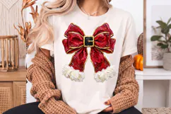 Santa Bow Png, Red Christmas Belt Buckle Ribbon Product Image 2