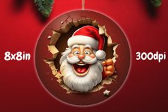 Break Through Santa Christmas Ornament Sublimation Png Product Image 1