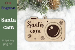 Santa camera laser cut, Christmas ornament Laser engraving Product Image 1