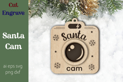 Santa cam svg laser cut, Wooden Christmas ornament Product Image 1