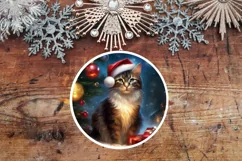 Santa Cat Brown Round Sign PNG