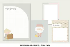 Set of four printable 3x4 Christmas journaling cards with Santa and soft neutral holiday colors