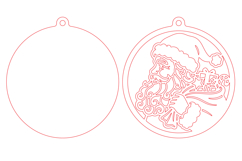 Santa Christmas Ornament SVG,Rustic Holiday Round Ornament Product Image 2
