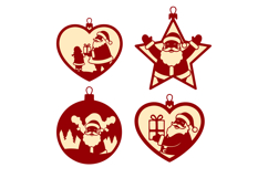 4x Christmas Santa Ornaments, Decoration SVGs, Laser Cutting Product Image 2