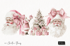 Coquette Santa Claus Clipart | Pink Christmas PNG Product Image 1