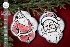 Santa Claus Earrings SVG For Laser Christmas Earrings SVG Product Image 2