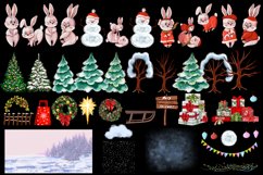 Santa Claus bunnies Watercolor christmas clipart Product Image 3